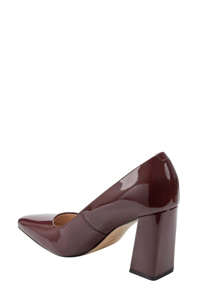 Marc Fisher Ltd Yalina Pointed Toe Block Heel Pump In Dark Red Patent