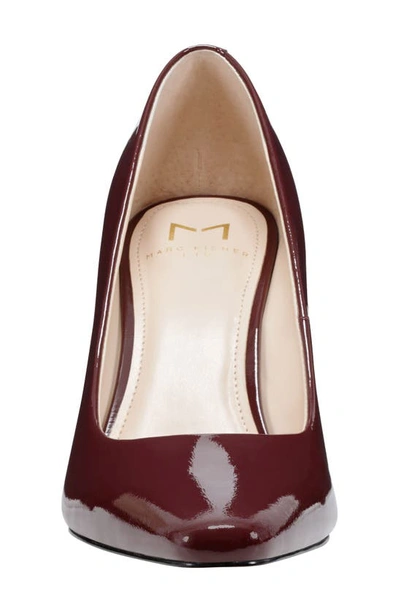 Marc Fisher Ltd Yalina Pointed Toe Block Heel Pump In Dark Red Patent