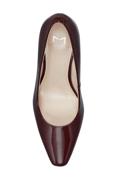 Marc Fisher Ltd Yalina Pointed Toe Block Heel Pump In Dark Red Patent