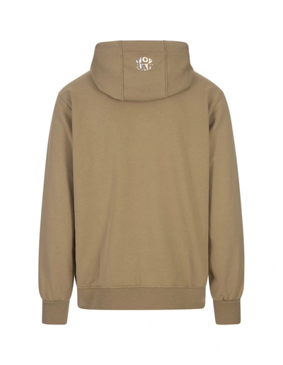 Shop Barrow Burnt Sand Hoodie With Logo On Chest In Brown