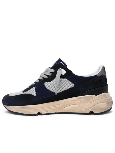 Shop Golden Goose 'running Sole' Sneakers In Suede And Blue Fabric