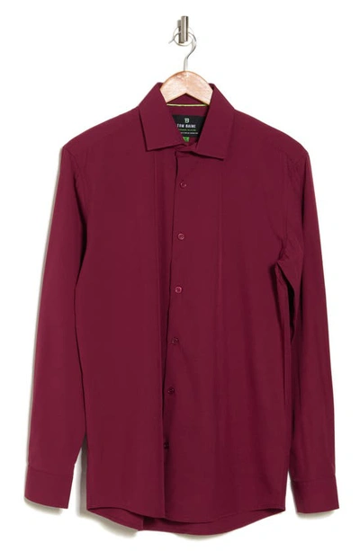 Shop Tom Baine Slim Fit Solid Wrinkle Resistant Performance Stretch Button-up Shirt In Burgundy