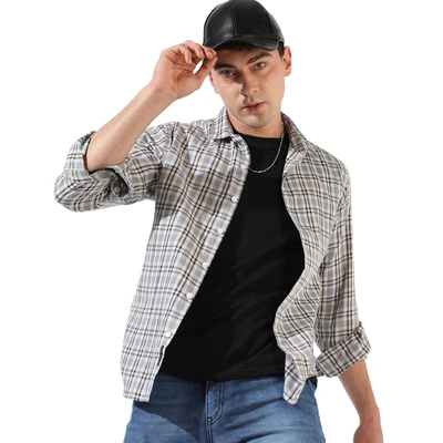 Shop Campus Sutra Men's Checkered Casual Shirt In Grey