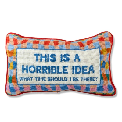 Shop Furbish Studio Horrible Idea Needlepoint Pillow In Orange Multi