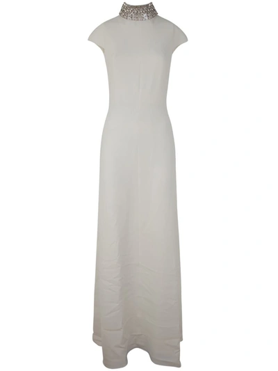 Shop Max Mara Bridal Perim Long Dress With Crystal Neck Clothing In White
