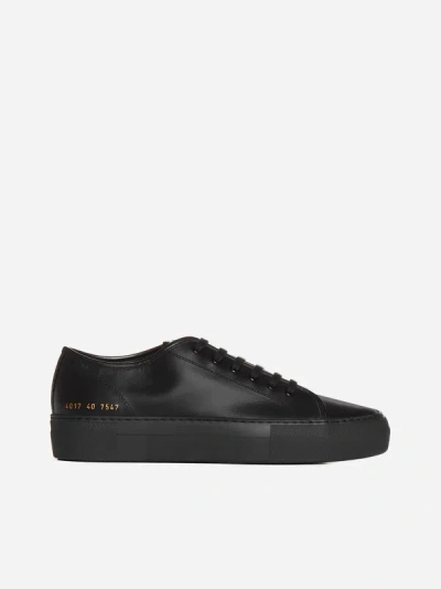 Shop Common Projects Tournament Low Leather Sneakers In Black