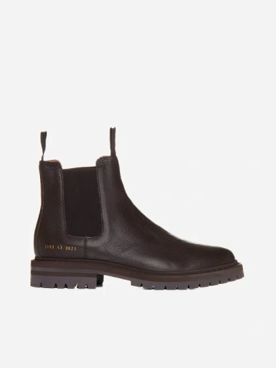 Shop Common Projects Leather Chelsea Boots In Brown