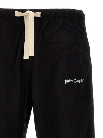 Shop Palm Angels Logo Cotton Travel Pants Black