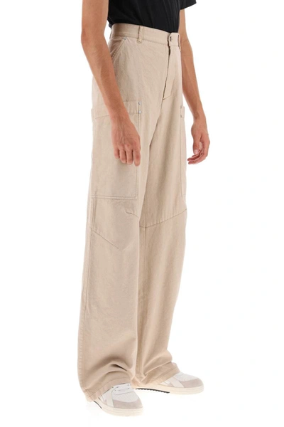 Shop Palm Angels Cotton Cargo Pants In Beige