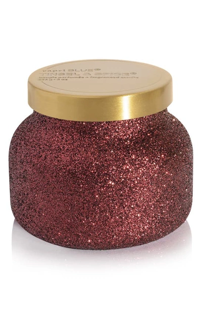 Capri Blue Glam Tinsel & Spice Scented Candle In A Jar- 19oz In Maroon In Tinsel And Spice 19oz