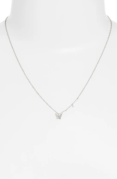 Shop Meira T Diamond Butterfly Pendant Necklace In White