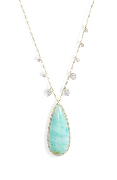 Shop Meira T Opalized Wood & Diamond Charm Necklace In Yellow