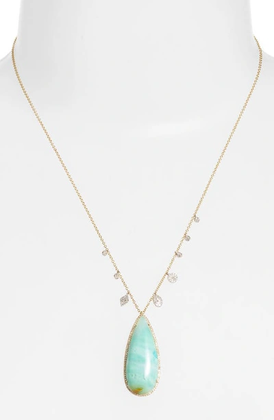 Shop Meira T Opalized Wood & Diamond Charm Necklace In Yellow