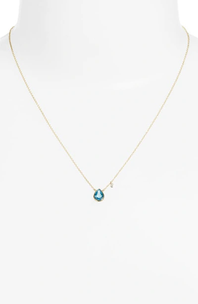 Meira T Blue Topaz & Diamond Pendant Necklace In Yellow