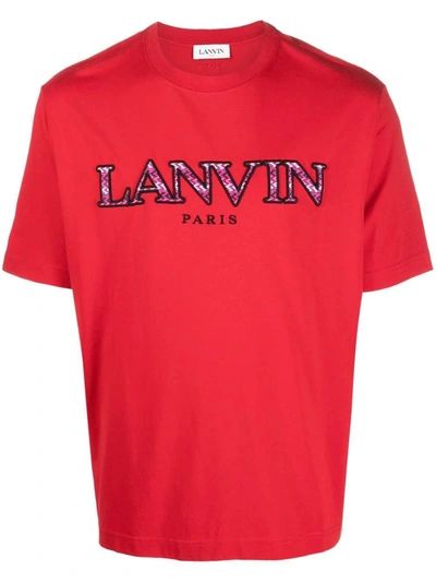 Shop Lanvin T-shirt With Embroidery In Red