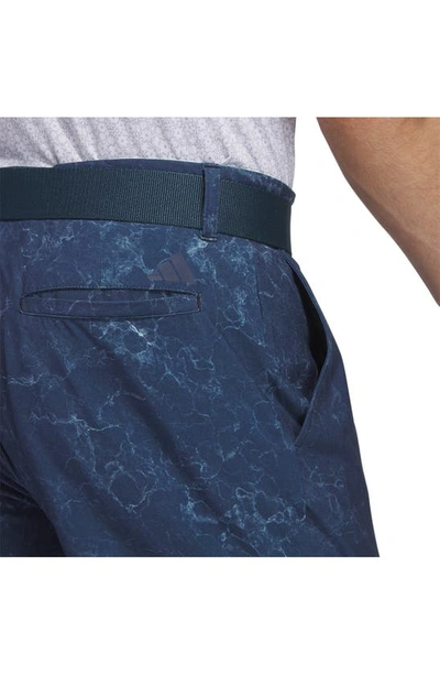 Shop Adidas Golf Ultimate Stretch Flat Front Shorts In Navy/ Semi Flash Aqua