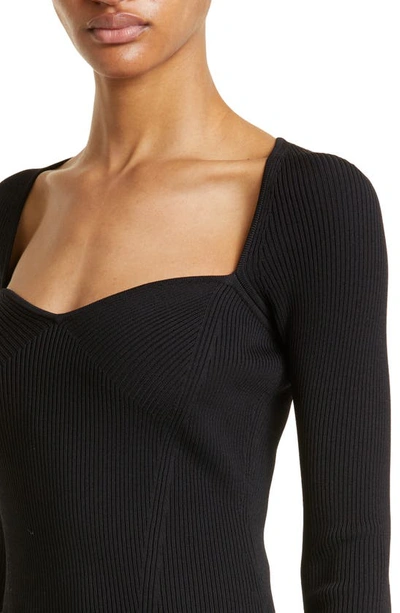 Shop Simkhai Giuliana Rib Sweetheart Sweater In Black