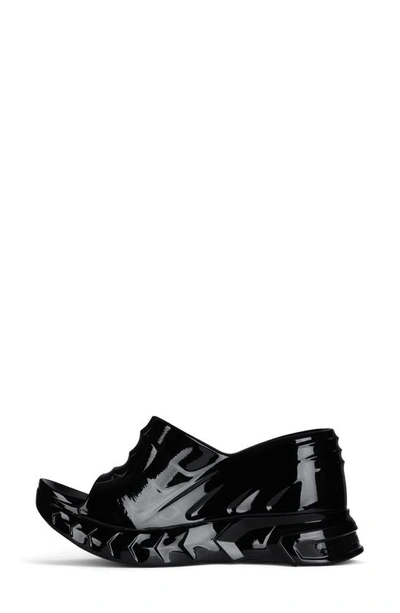 Shop Givenchy Marshmallow Wedge Slide Sandal In Black Patent