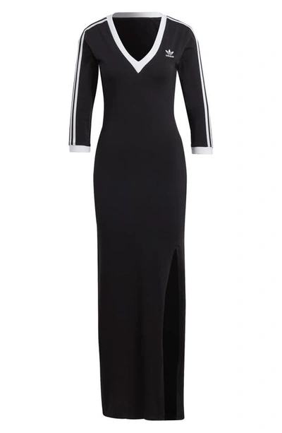 Shop Adidas Originals Adicolor Classics 3-stripes Maxi Dress In Black