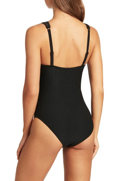 Shop Sea Level Spliced One-piece Swimsuit In Black