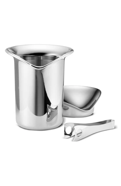 Georg Jensen Wine Bar Ice Bucket With Tongs In Silver