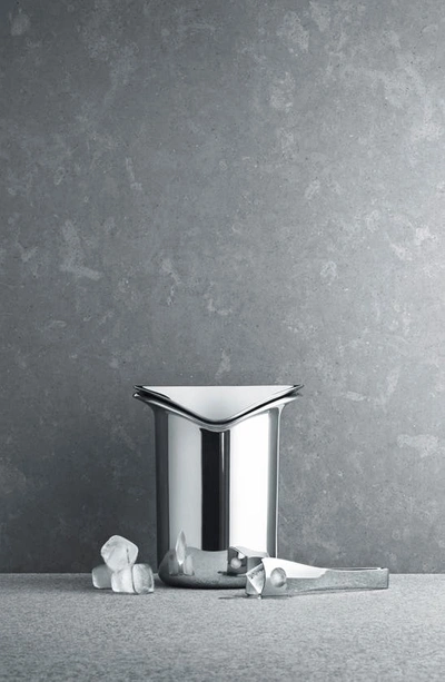 Georg Jensen Wine Bar Ice Bucket With Tongs In Silver