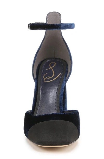 Shop Sam Edelman Cristine Ankle Strap Pump In Como Blue/ Black