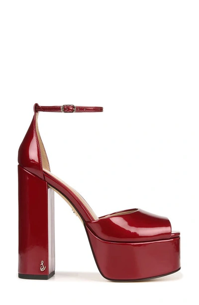 Shop Sam Edelman Kori Ankle Strap Peep Toe Platform Sandal In Holly Red