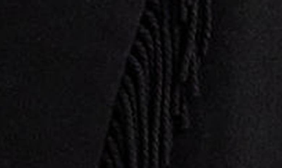Shop Lauren Ralph Lauren Fringe Drape Wool Blend Coat In Black