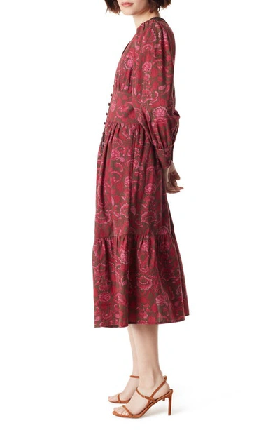 Shop Sam Edelman Ramsey Print Long Sleeve Midi Dress In Downtown Brown - Fold Stamp