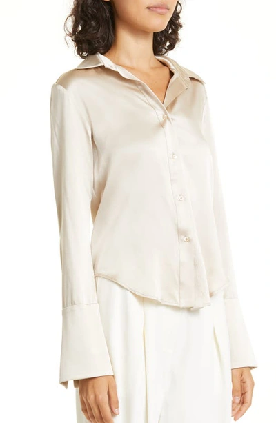 Shop Twp Bessette Stretch Silk Button-up Shirt In Suntan