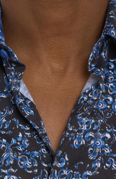 Shop Robert Graham Merano Damask Jacquard Stretch Button-up Shirt In Dark Navy
