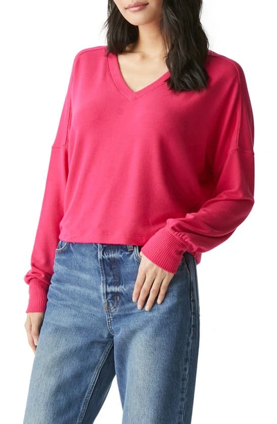 Shop Michael Stars Vic Relaxed Brushed Jersey Top In Dark Voltage