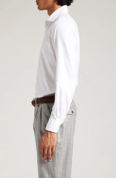 Shop Eleventy Cotton Blend Button-up Shirt In White