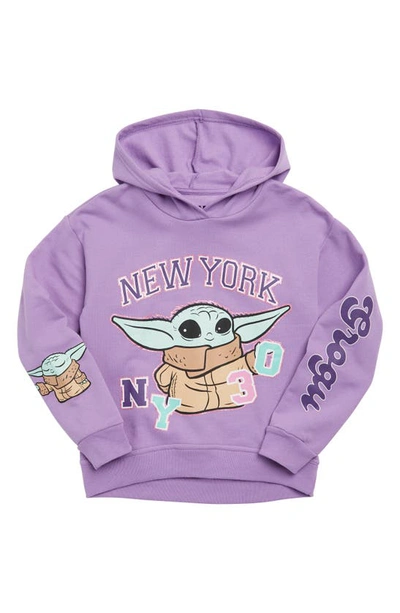 Shop Freeze Kids' Grogu Graphic Fleece Hoodie In Purple