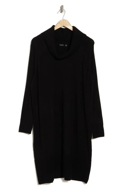 Shop Cyrus Cowl Neck Long Sleeve Sweater Dress In Black