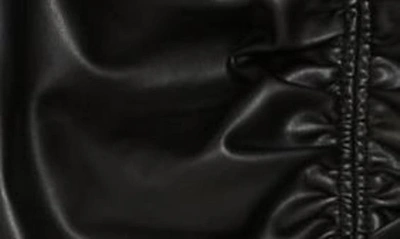 Shop Veronica Beard Bernadette Ruched Long Sleeve Faux Leather Dress In Black