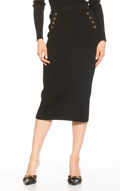 Shop Alexia Admor Ocean Ribbed Midi Skirt In Black