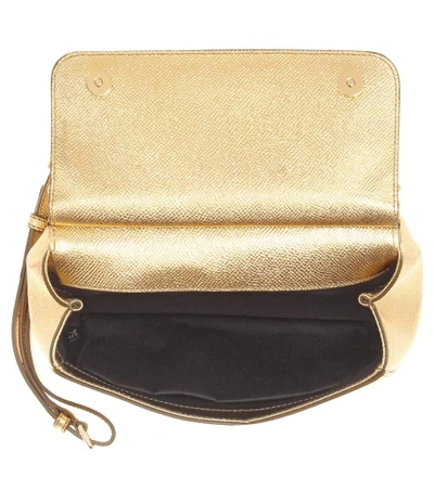 Shop Dolce & Gabbana Sicily Small Metallic Leather Shoulder Bag In Gold