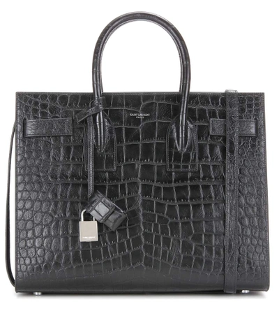 Shop Saint Laurent Sac De Jour Small Embossed Leather Tote In Eero