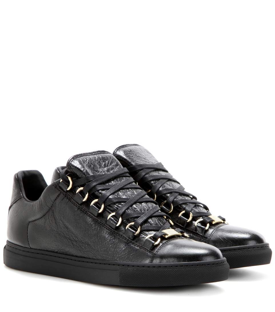 Balenciaga Arena Low-top Leather Trainers In Gris Fossile | ModeSens