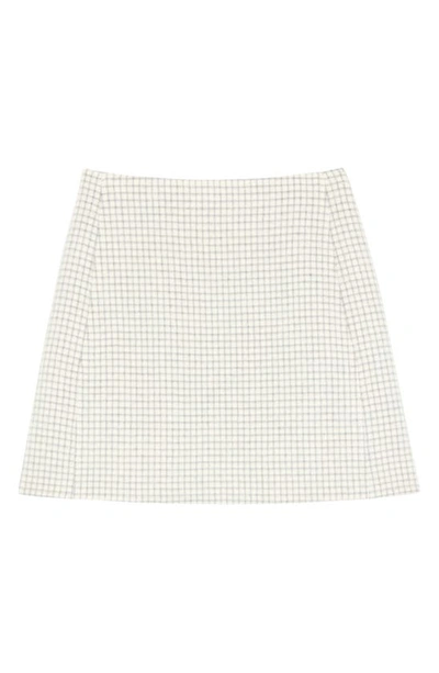 Shop Theory Check Wool Miniskirt In Ivory Multi