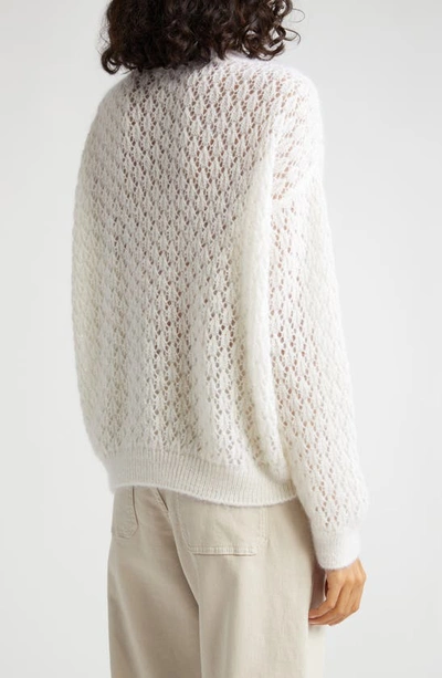 Shop Eleventy Open Stitch Mohair & Silk Sweater In Bianco
