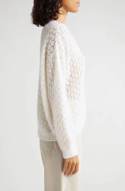 Shop Eleventy Open Stitch Mohair & Silk Sweater In Bianco