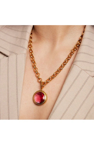 Shop Dean Davidson Lab Created Pink Tourmaline Signet Pendant Necklace In Vivid Pink/ Gold