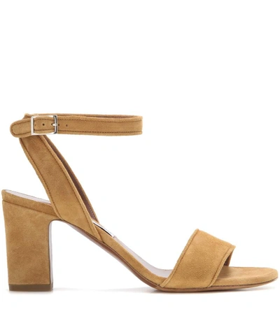 Shop Tabitha Simmons Leticia 75 Suede Sandals In Beige