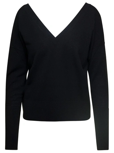 Shop Federica Tosi Black V Neck Sweater In Wool And Cashmere Woman