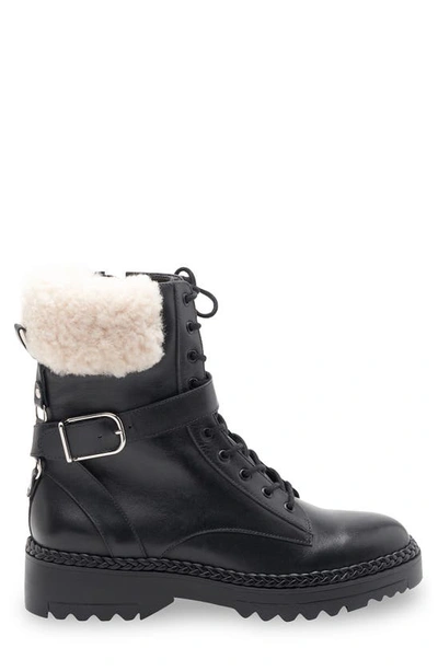 Bcbgmaxazria Helina Combat Bootie With Faux Shearling In Black