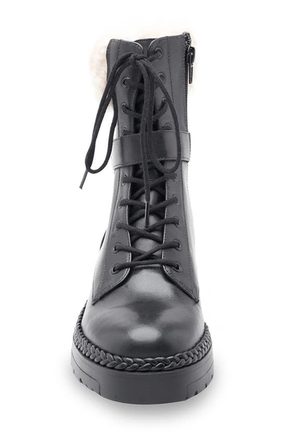 Bcbgmaxazria Helina Combat Bootie With Faux Shearling In Black