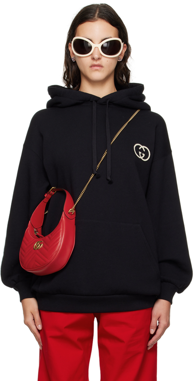 Shop Gucci Black Embroidered Hoodie In 1043 Black/mix